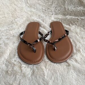 J. Crew Brown Flip Flop Sandals with Tortoiseshell Straps